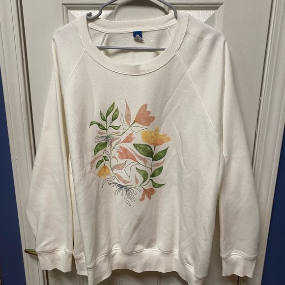 Floral Print White Sweatshirt - Picture 1 of 1